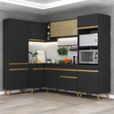Ver imagem 1 de Cozinha Completa de Canto Veneza GB Multimóveis MP2050 com Armário e Balcão Preta
