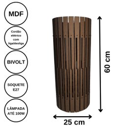 Luminária de Chão MDF TORRE DE PISA:Marrom/60x25cm - 4