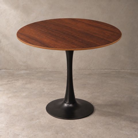 Mesa de Jantar Redonda Saarinen Basic Imbuia 90cm Preta Design Moderno