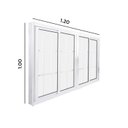 Ver imagem 3 de Janela de Correr Abertura Central Premium 4 Folhas com Grade Vidro Liso 100x120cm CRV Portas e Janelas