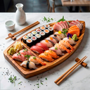 Ver imagem 6 de Barca Servir Sushi Comida Japonesa Petisqueira Tabua Madeira Teca Oriental Coreana Temaki Açaí