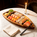 Ver imagem 4 de Barca Servir Sushi Comida Japonesa Petisqueira Tabua Madeira Teca Oriental Coreana Temaki Açaí