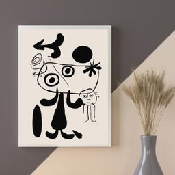 Quadro Miró Preto e Branco 45x34cm - com Vidro:moldura Branca - 2