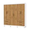 Ver imagem 2 de Guarda-Roupa 6 Portas 4 Gavetas com Pés Genova Marrom/Branco/Cinamomo