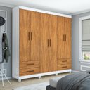 Ver imagem 1 de Guarda-Roupa 6 Portas 4 Gavetas com Pés Genova Marrom/Branco/Cinamomo
