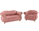 Ver imagem 1 de Uma Namoradeira Chesterfield Merlo + Uma poltrona - Suede Rosa/ decoração, recepção, sala tv esta