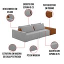Ver imagem 3 de Sofá Ilha 2 Lugares Living 232cm Modulado para Sala Lary Veludo Cinza K01 - D'Rossi