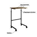 Ver imagem 4 de Mesa Notebook Home Office 55cm x 85cm com Rodinhas e Regulagem de Altura Cor:Preto com Noce Oro