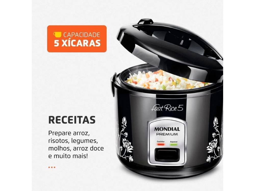 Panela Elétrica de Arroz Mondial Fast Rice Premium 5x. 127v - 2