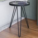 Ver imagem 1 de Mesa Lateral Tripé Linea em Aço Estilo Industrial Tampo Redondo com Espelho - Preto - Lh Móveis