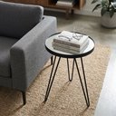 Ver imagem 1 de Mesa Lateral Redonda Tripé em Aço com Espelho Decorativa Preto para Sala e Quarto - Lh Móveis