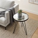 Ver mais imagens de Mesa Lateral Redonda Tripé em Aço com Espelho Decorativa Preto para Sala e Quarto - Lh Móveis