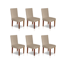 Ver imagem 1 de Kit 6 Cadeiras Sala de Jantar Estofadas Sophia Veludo Bege Claro (liz Maria)