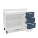 Ver imagem 4 de Balcão de Cozinha Amara 120 Cm 2 Portas 3 Gavetas Branco/azul - Politorno