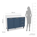 Ver imagem 3 de Balcão de Cozinha Amara 120 Cm 2 Portas 3 Gavetas Branco/azul - Politorno