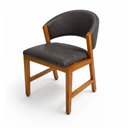 Ver imagem 2 de Cadeira Estofada Elegance Sala de Jantar Base Madeira Corino:Preto