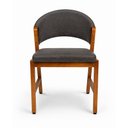 Ver imagem 1 de Cadeira Estofada Elegance Sala de Jantar Base Madeira Corino:Preto