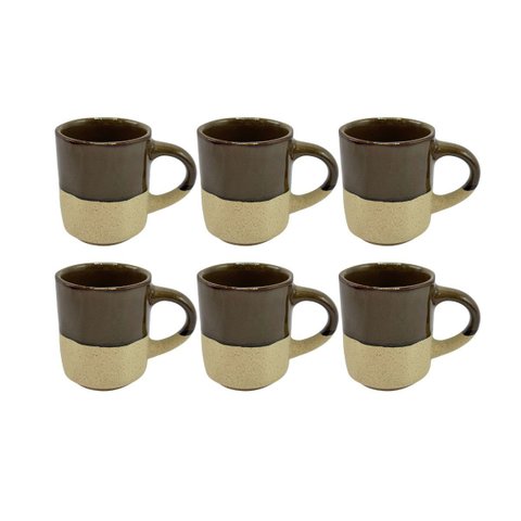 Conjunto 6 Xícaras de Café em Cerâmica Marrom 100ml Es0002 Btc