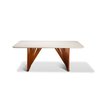 Mesa de Jantar 8 Lugares Cannes 200cm X 105cm Base em Madeira Maciça Tampo Off White - 1