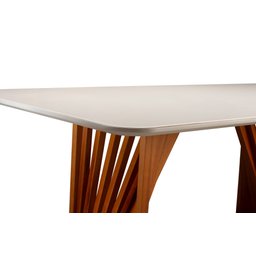 Mesa de Jantar 8 Lugares Cannes 200cm X 105cm Base em Madeira Maciça Tampo Off White - 4