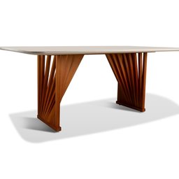 Mesa de Jantar 8 Lugares Cannes 200cm X 105cm Base em Madeira Maciça Tampo Off White - 3