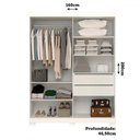 Ver imagem 4 de Guarda-roupa Casal Helena 2 Portas 2 Gavetas com Espelho 100% Mdf Branco - Acp Móveis