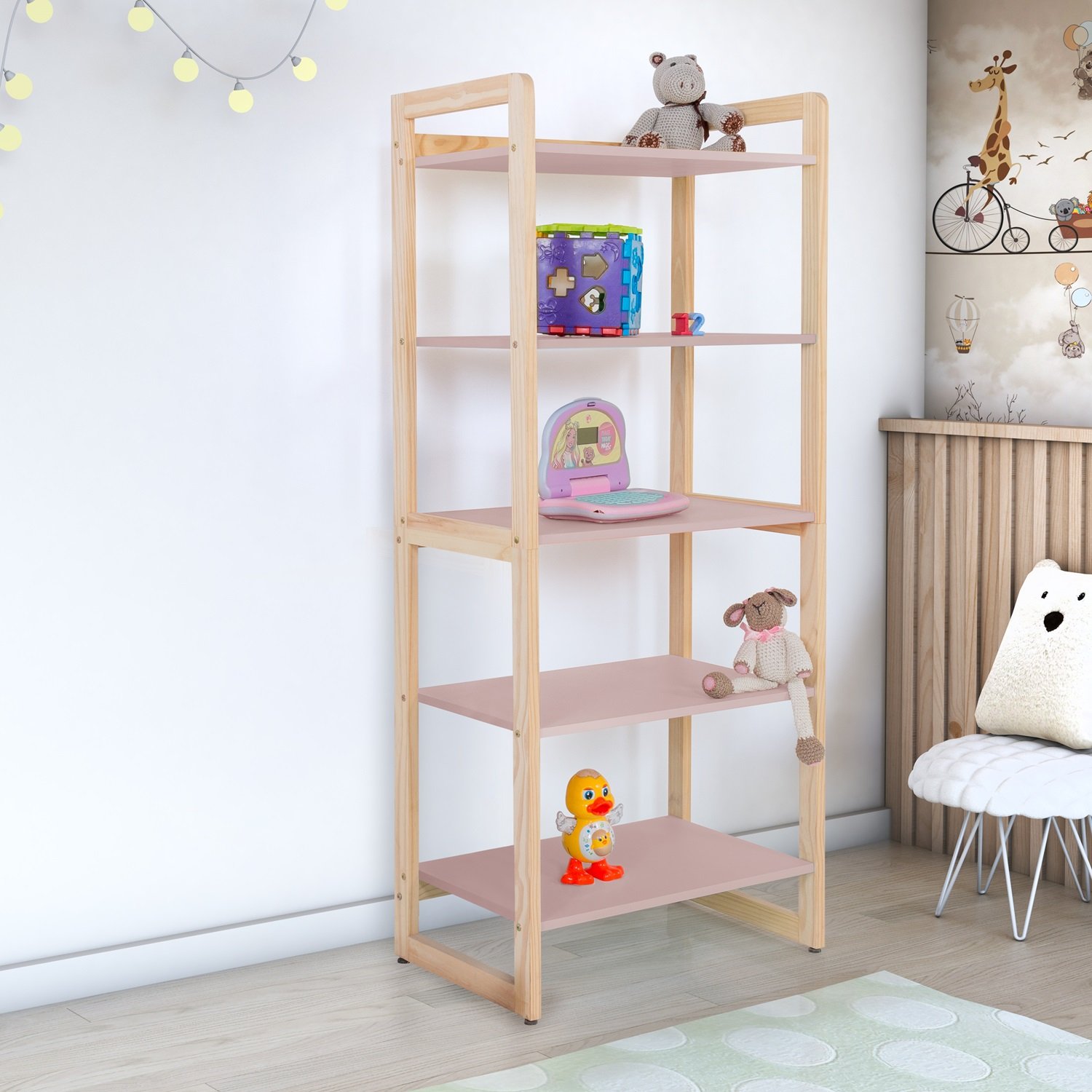 Estante Multiuso Prateleiras Organizador de Livros e Brinquedos Infantil Colore 150cm:rose - 2