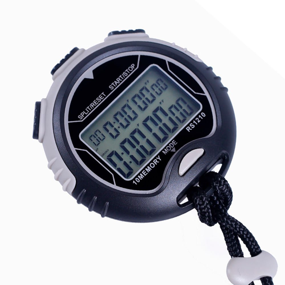 Cronômetro Digital 1/100 Segundos à Prova D'Água Com Funções Timer Memória Relógio Calendá - 1