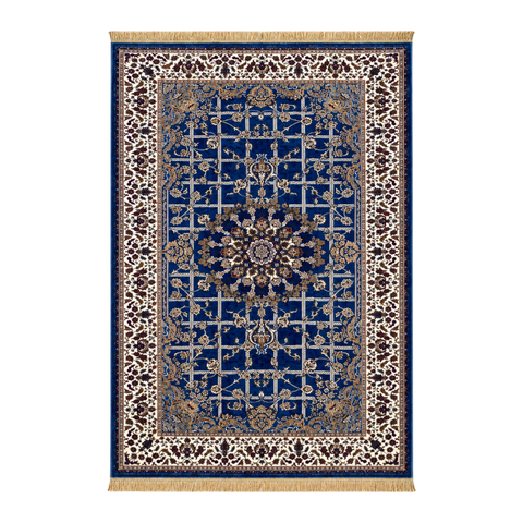 Tapete Persa Royal Azul 200x300cm Fio Acetinado - Decoração para Quarto e Sala