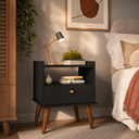 Ver imagem 1 de Mesa de Cabeceira 1 Gaveta Aroma Preto Fiorello