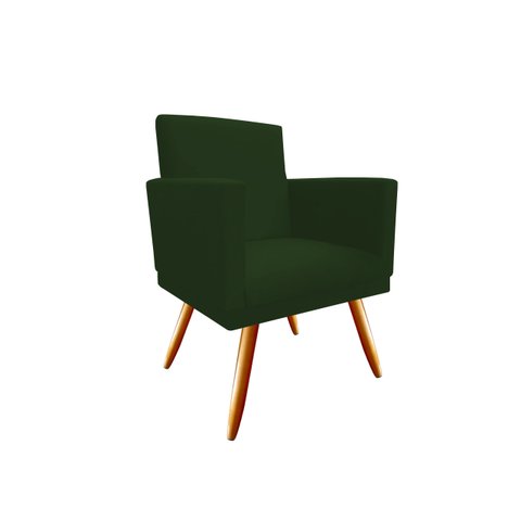 Poltrona Decorativa Bia Suede Verde Pés Madeira Mz Decor