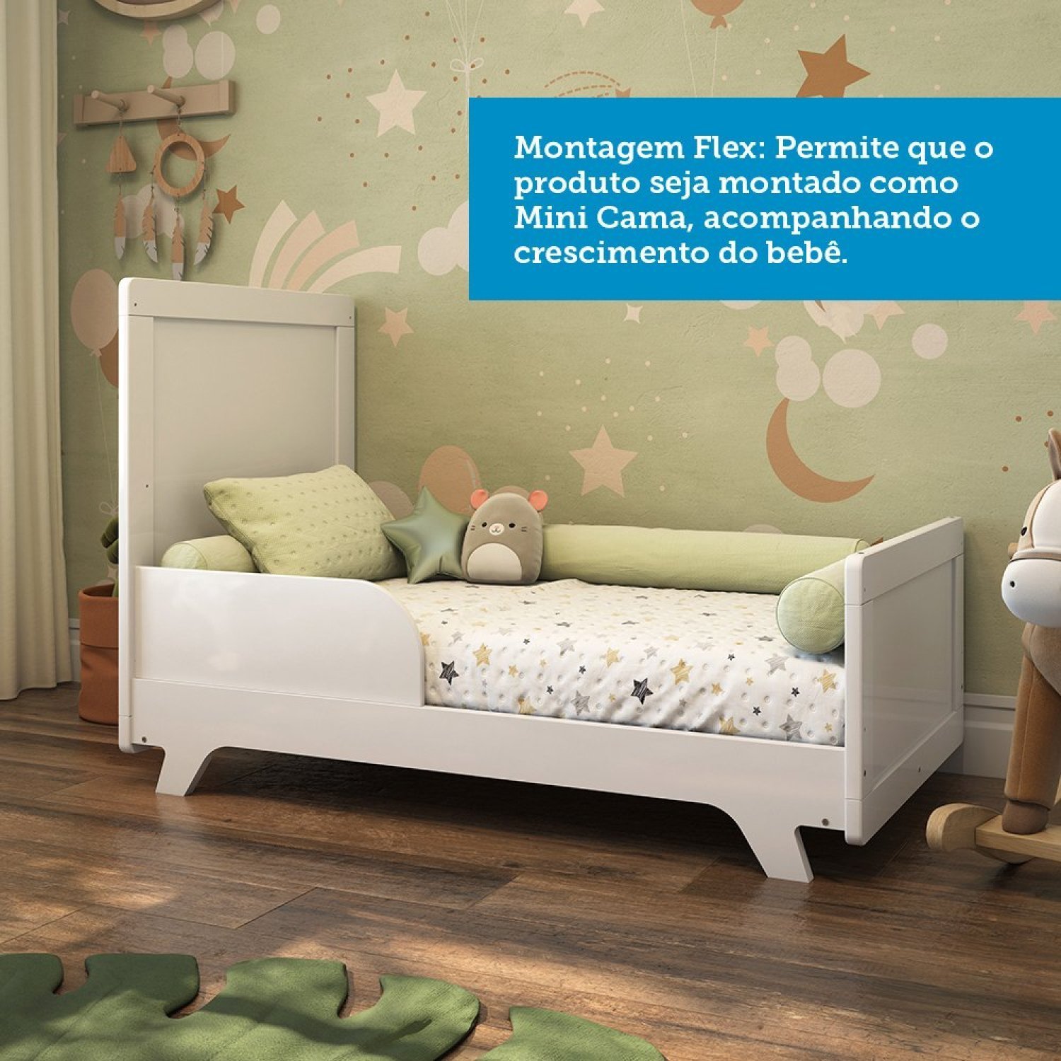 Quarto de Bebê Completo com Guarda Roupa, Cômoda e Berço 100% MDF Jolie Retrô Espresso Móveis - 12