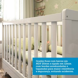 Quarto de Bebê Completo com Guarda Roupa, Cômoda e Berço 100% MDF Jolie Retrô Espresso Móveis - 9