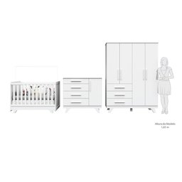 Quarto de Bebê Completo com Guarda Roupa, Cômoda e Berço 100% MDF Jolie Retrô Espresso Móveis - 4