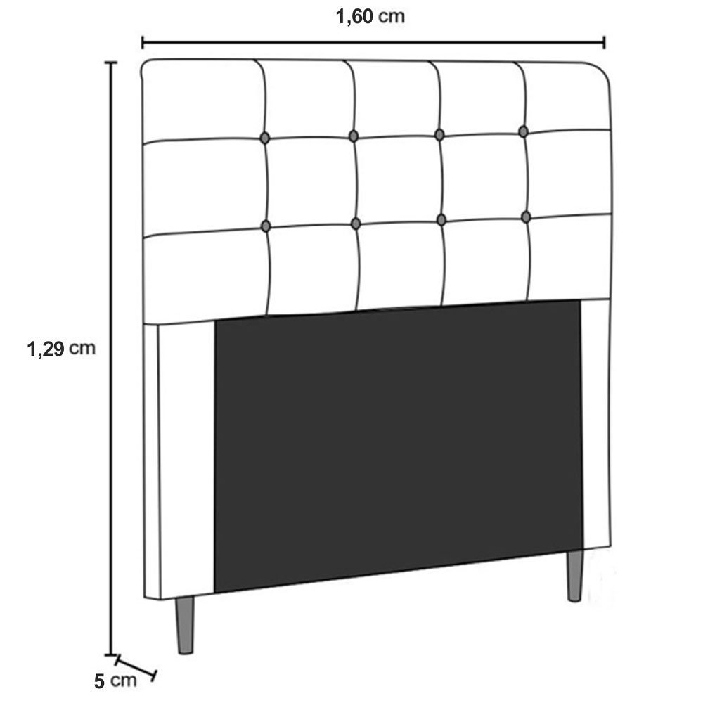 Cabeceira Queen 160cm lena Tecido Sintético Branco Ísis Estofados - 3