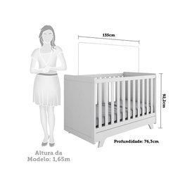 Quarto de Bebê Completo com Guarda Roupa com Janela Cômoda e Berço 100% MDF Jolie Retrô  - 6