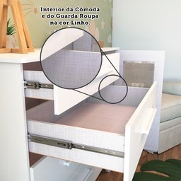 Quarto de Bebê Completo com Guarda Roupa com Janela Cômoda e Berço 100% MDF Jolie Retrô  - 8