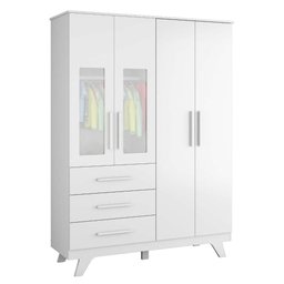 Quarto de Bebê Completo com Guarda Roupa com Janela Cômoda e Berço 100% MDF Jolie Retrô  - 12