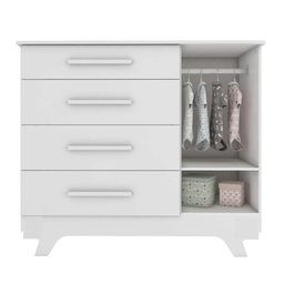 Quarto de Bebê Completo com Guarda Roupa com Janela Cômoda e Berço 100% MDF Jolie Retrô  - 4