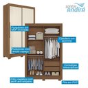 Ver imagem 4 de Guarda Roupa Solteiro 2 Portas de Correr com Espelho Lapa Jatobá Areia - Santos Andirá