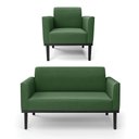 Ver imagem 1 de Conjunto Poltrona e Namoradeira Decorativa Isabella Pés Fixo em Madeira Preto Suede Verde G19 - Gran