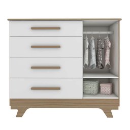 Quarto de Bebê Completo com Guarda Roupa com Janela Cômoda e Berço 100% MDF Jolie Retrô - 4