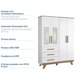 Quarto de Bebê Completo com Guarda Roupa com Janela Cômoda e Berço 100% MDF Jolie Retrô - 9