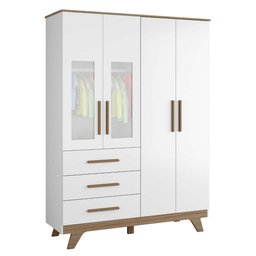 Quarto de Bebê Completo com Guarda Roupa com Janela Cômoda e Berço 100% MDF Jolie Retrô - 12