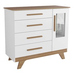 Quarto de Bebê Completo com Guarda Roupa com Janela Cômoda e Berço 100% MDF Jolie Retrô - 13