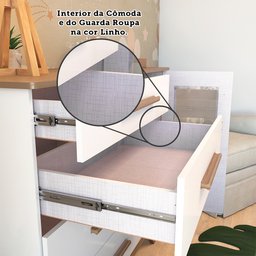 Quarto de Bebê Completo com Guarda Roupa com Janela Cômoda e Berço 100% MDF Jolie Retrô - 8