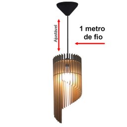Lustre Luminária Pendente de Madeira Mdf Mod. Pena - 3