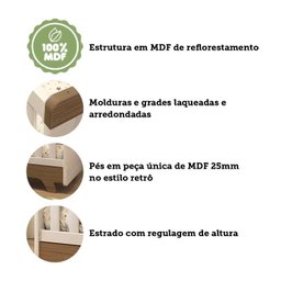 Quarto de Bebê Completo com Guarda Roupa, Cômoda e Berço 100% MDF Jolie Retrô Espresso Móveis - 15