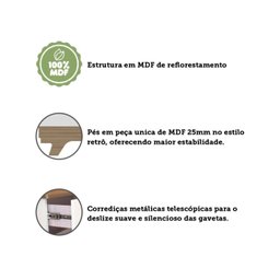 Quarto de Bebê Completo com Guarda Roupa, Cômoda e Berço 100% MDF Jolie Retrô Espresso Móveis - 16