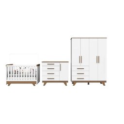 Quarto de Bebê Completo com Guarda Roupa, Cômoda e Berço 100% MDF Jolie Retrô Espresso Móveis - 17
